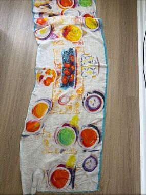 ETRO Italian Table Print Lightweight Scarf Wrap Multicolor 72 x 26